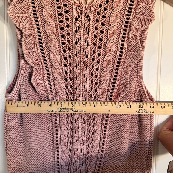 White House Black Market Knitted Ruffled Sleeveless Sweater Tank 100% Cotton M - Picture 9 of 10
